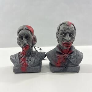 Halloween Interactive Animated BUSTS 8.5” Eyes Light Up TALK Mouth Move READ